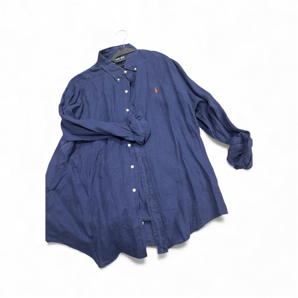 Polo by Ralph Lauren Navy Linen Button Down Shirt